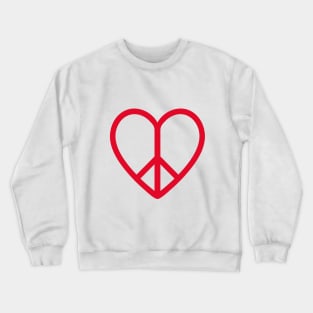 Love and peace, red heart with peace sign Crewneck Sweatshirt